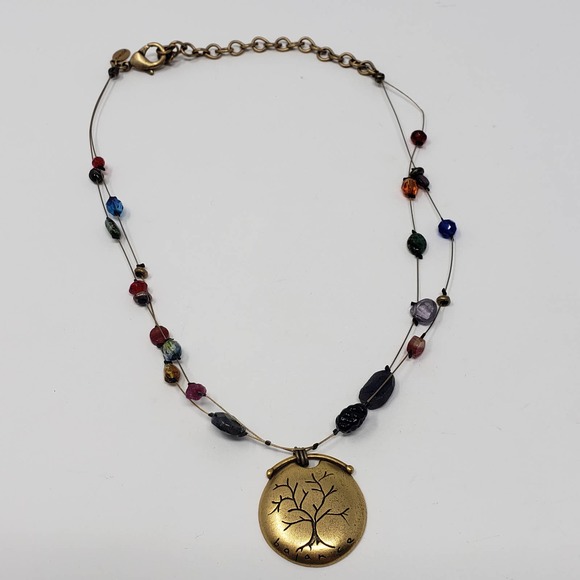 Chicos Balance Tree Pendant Necklace Beaded Wire - Picture 3 of 6